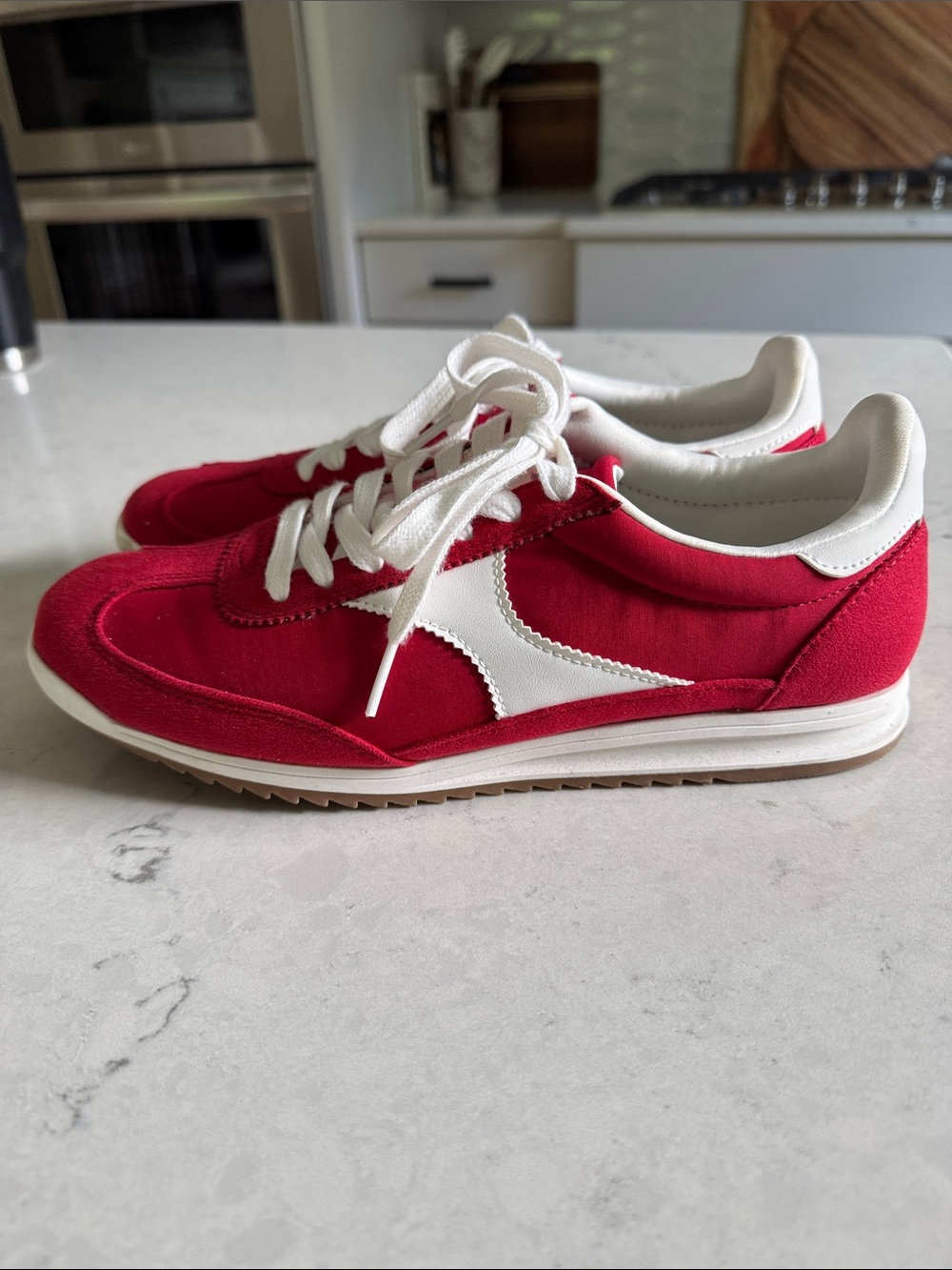 Target Red and White Women's Retro Runner Sneakers